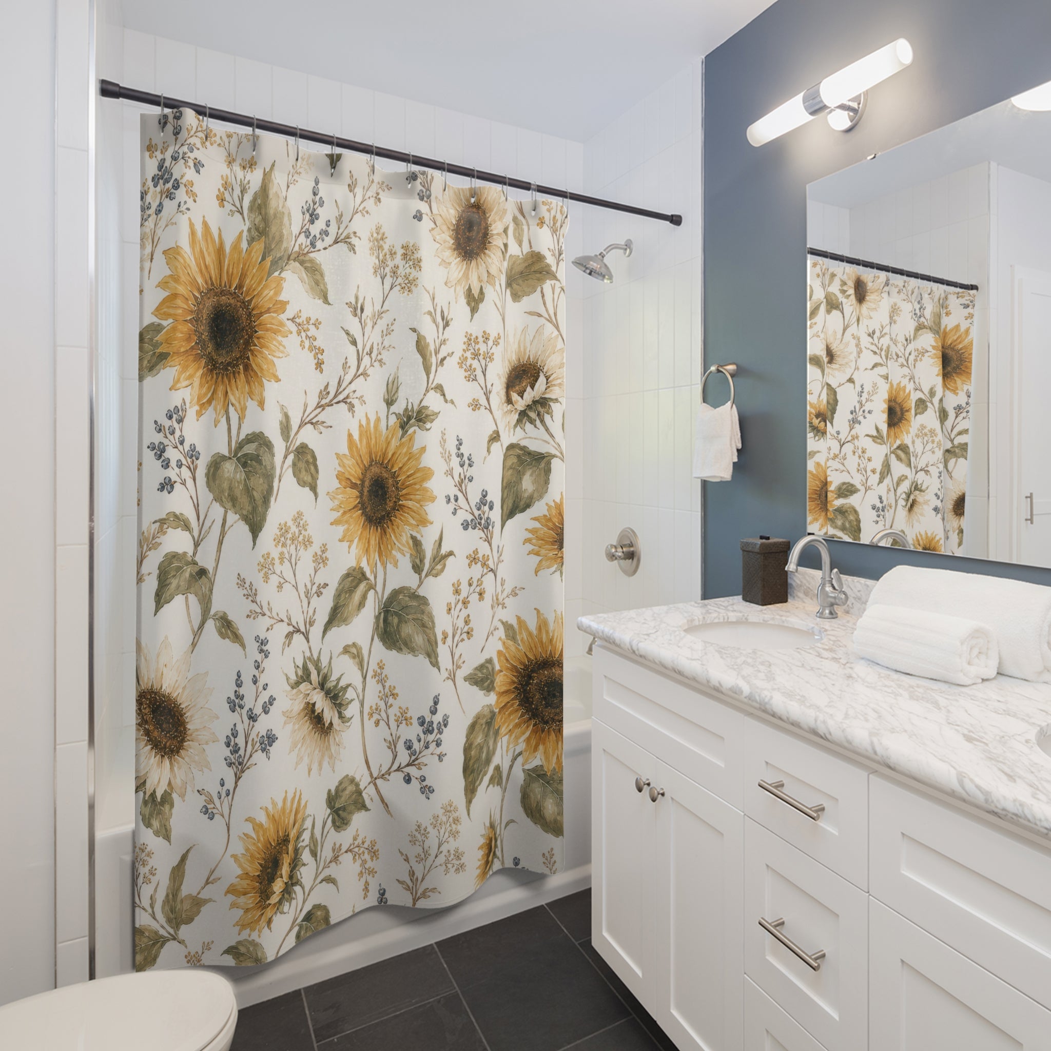 French Country Yellow Floral Shower Curtain