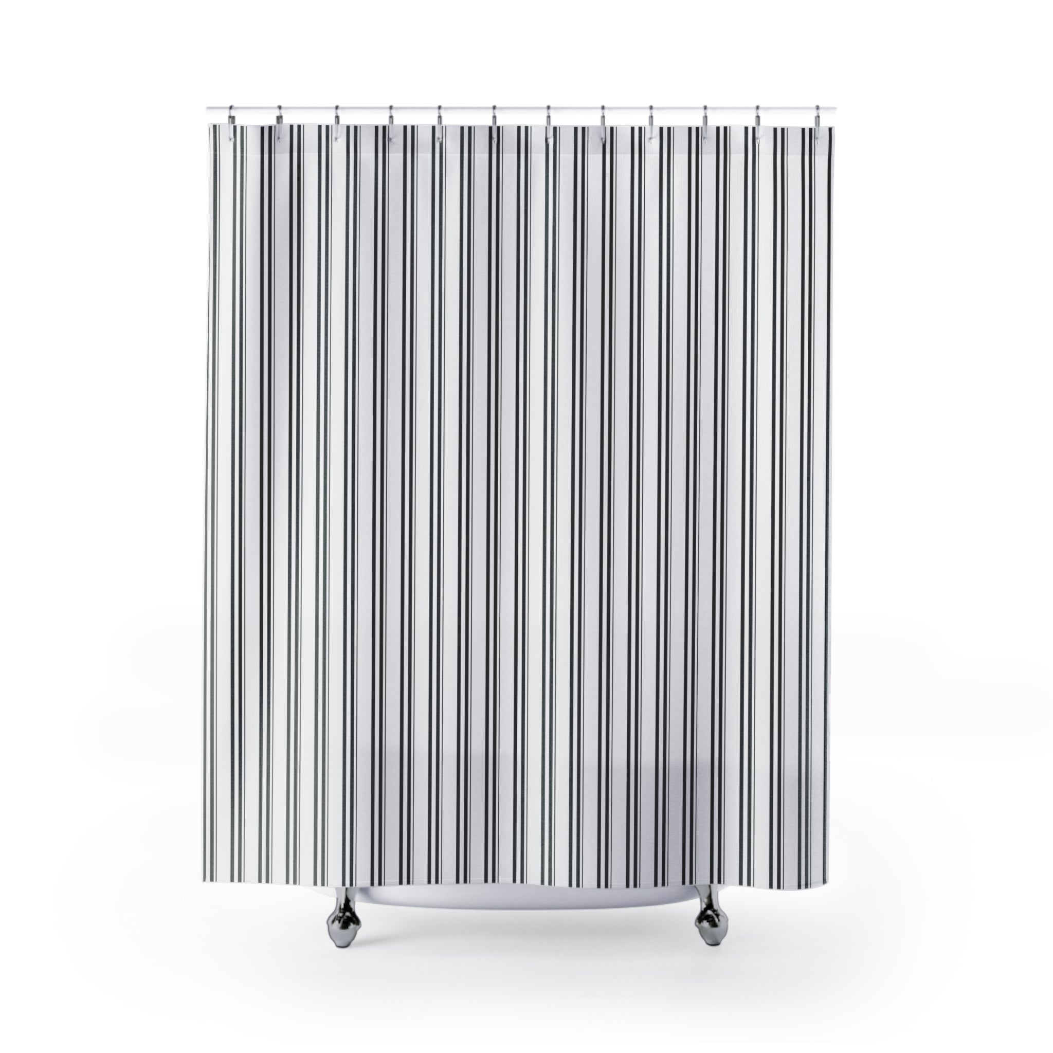 Charcoal and White Stripe Shower Curtain