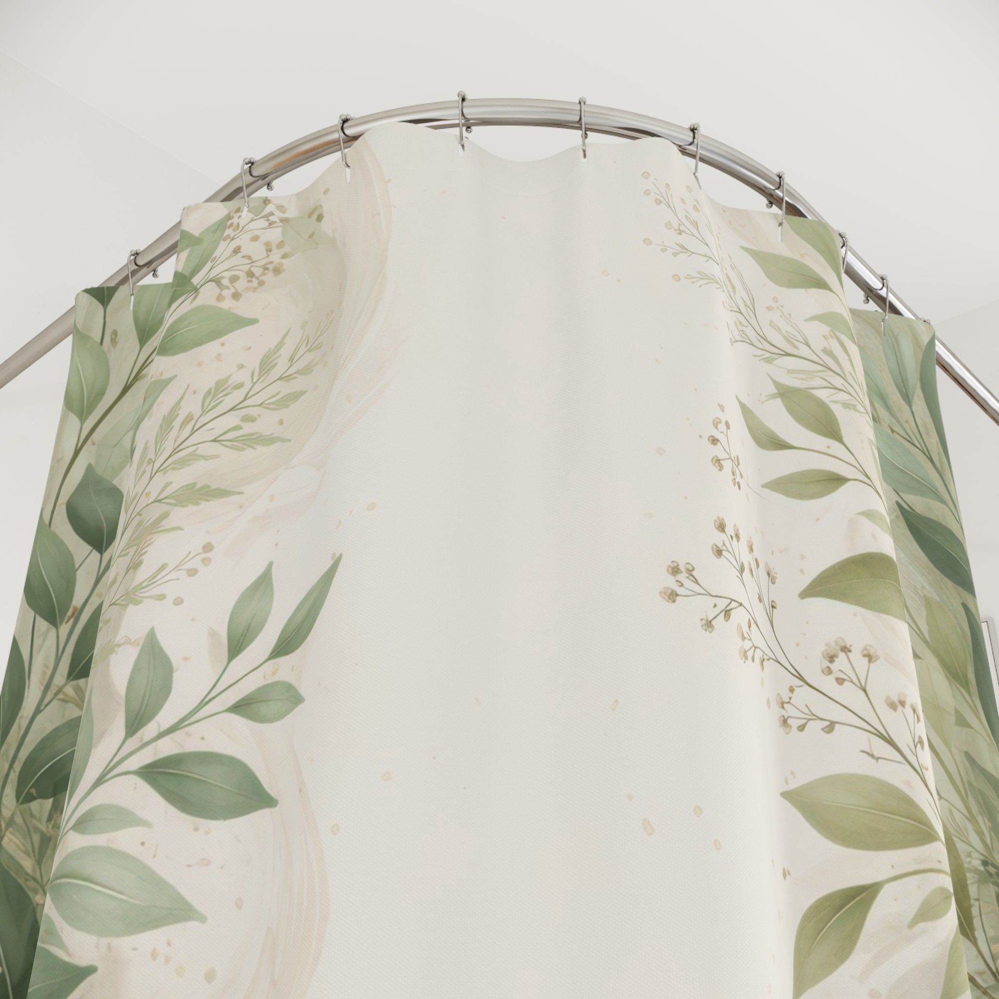 Green Botanical Shower Curtain – Sage Eucalyptus