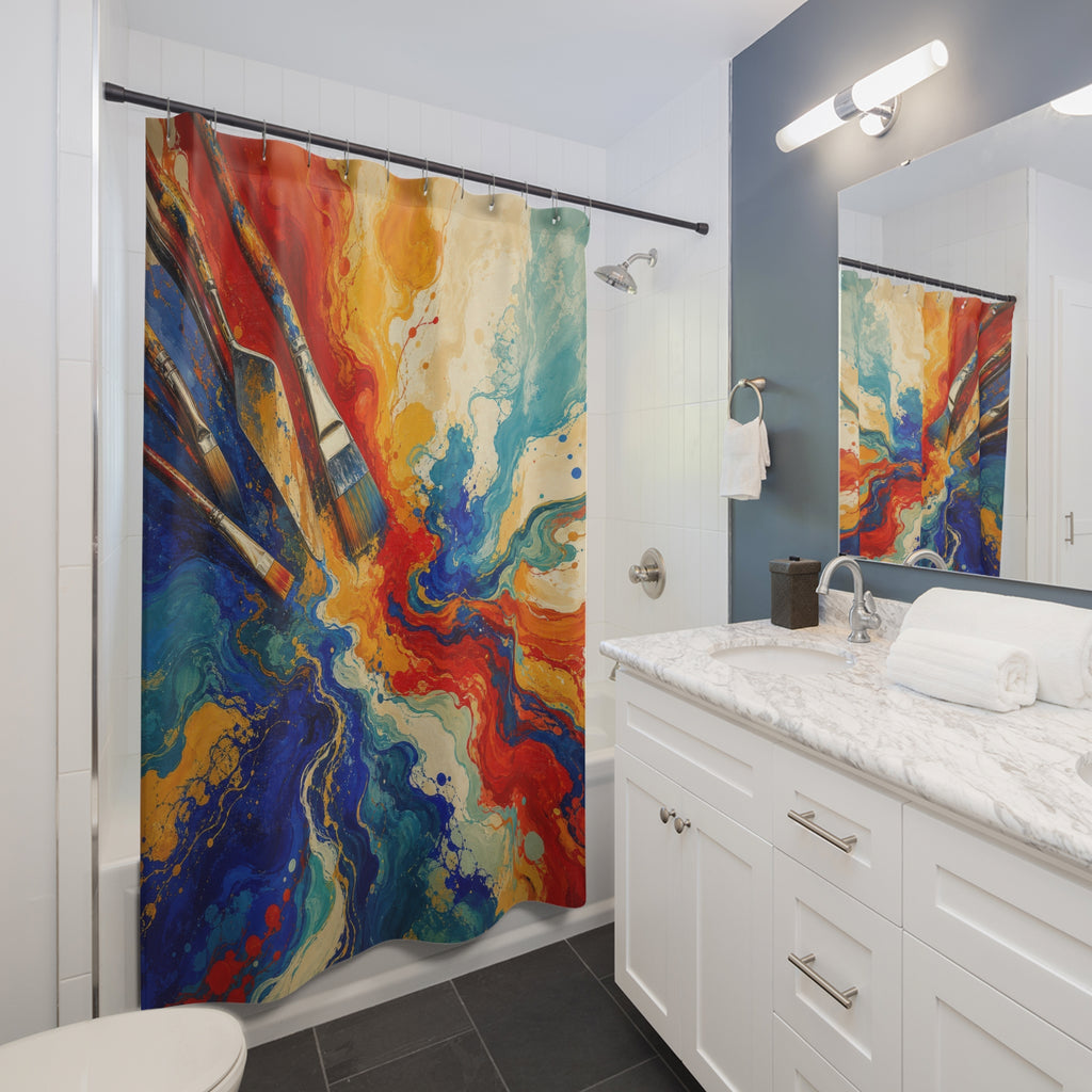 Pigment Rivers Artistic Shower Curtain