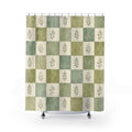 Celadon Checker Shower Curtain