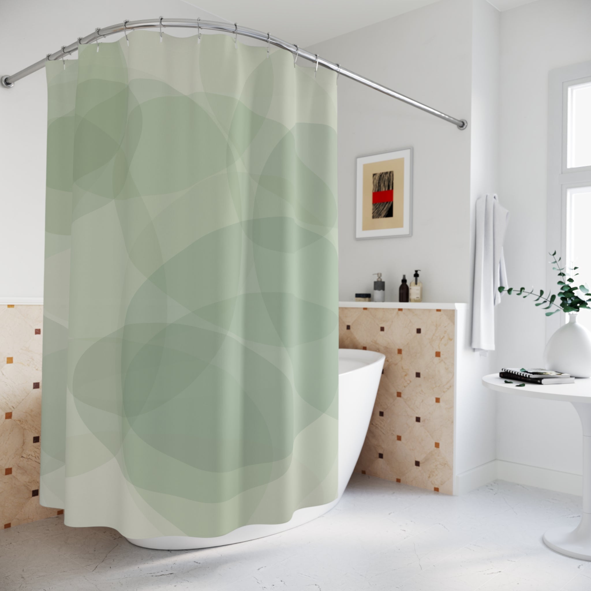 Sage Green Watercolor Shower Curtain