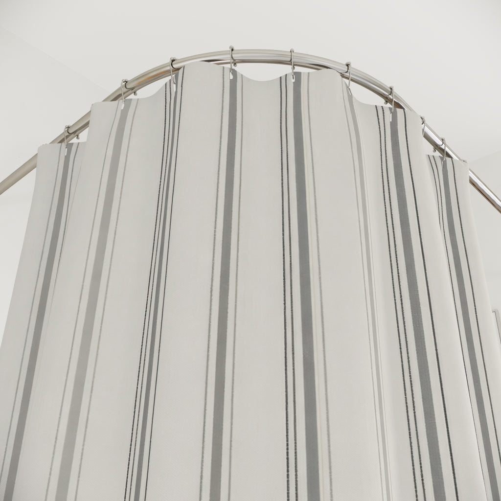 Charcoal Grey Ticking Stripe Shower Curtain