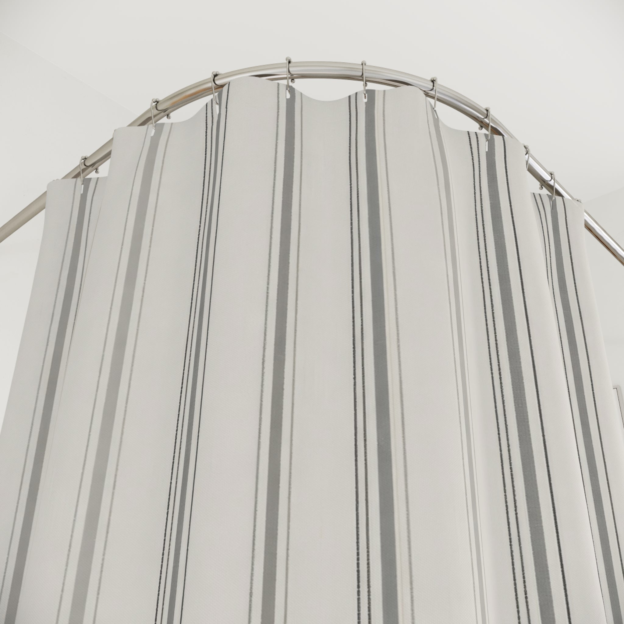 Charcoal Grey Ticking Stripe Shower Curtain