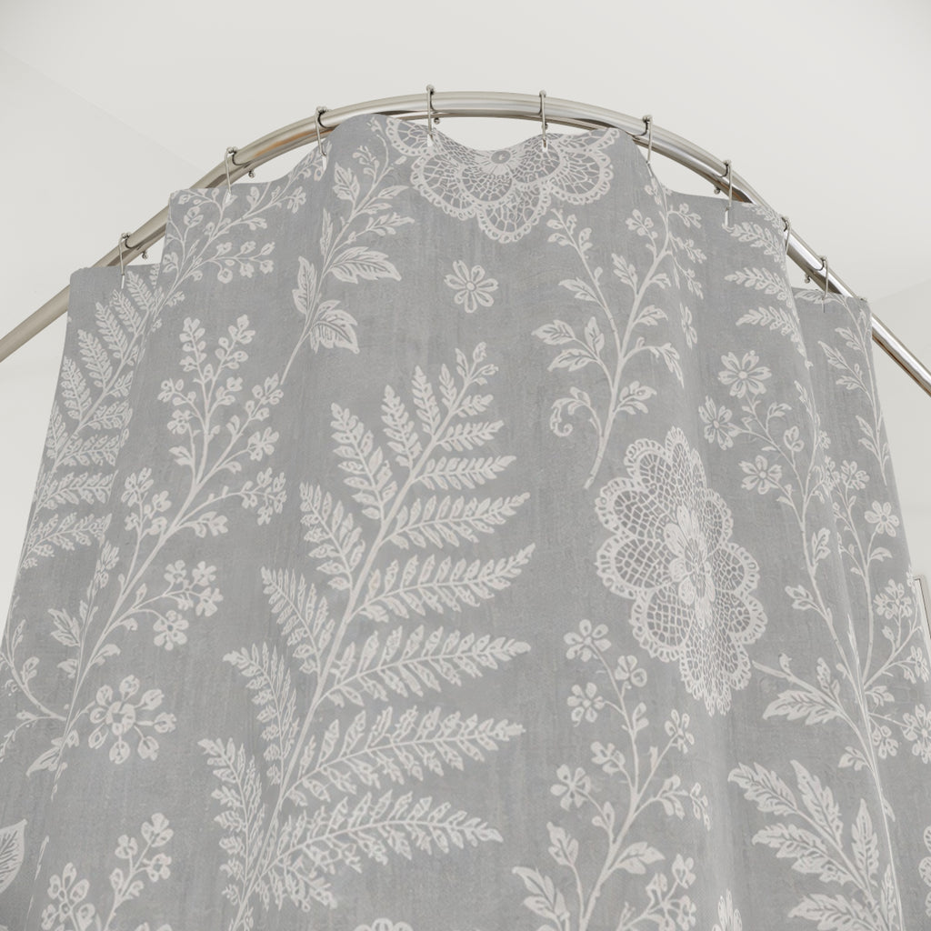 Grey Fern Floral Shower Curtain