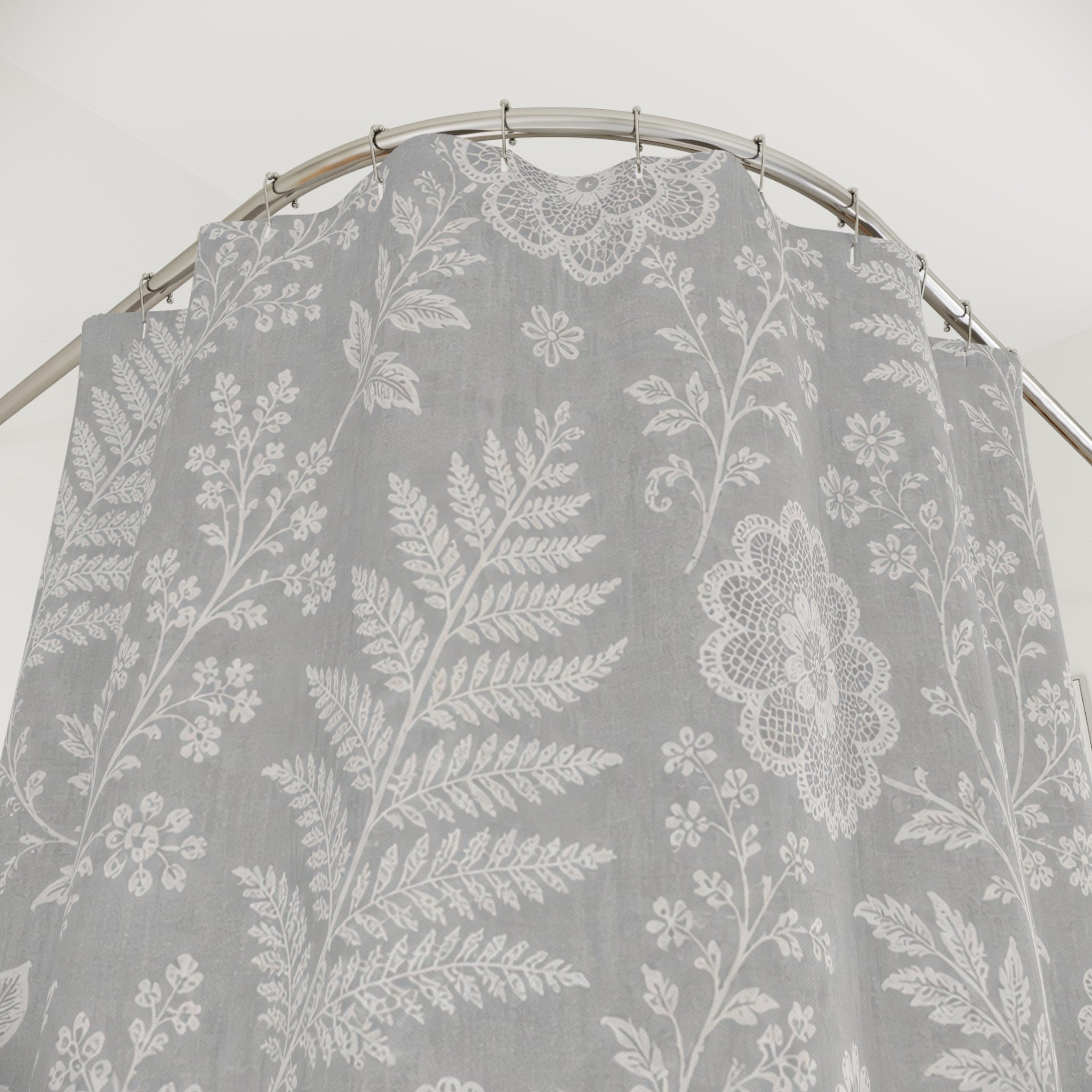 Grey Fern Floral Shower Curtain