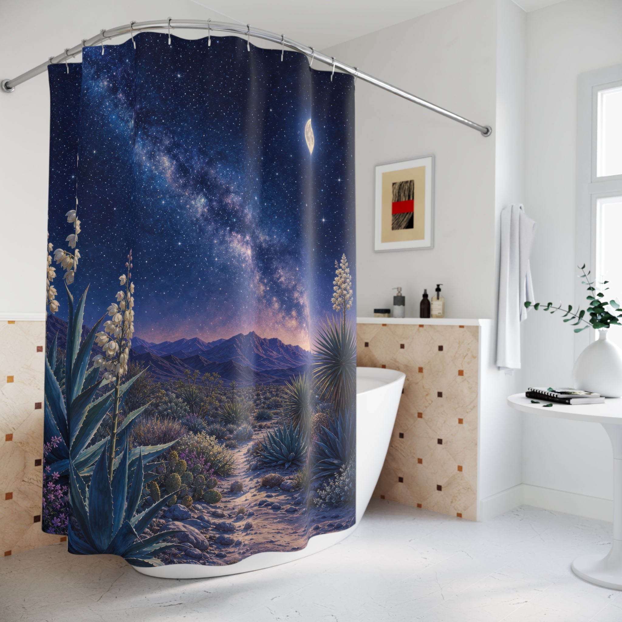 Starry Agave Desert Night Shower Curtain