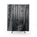 Black White Birch Rain Photo Shower Curtain