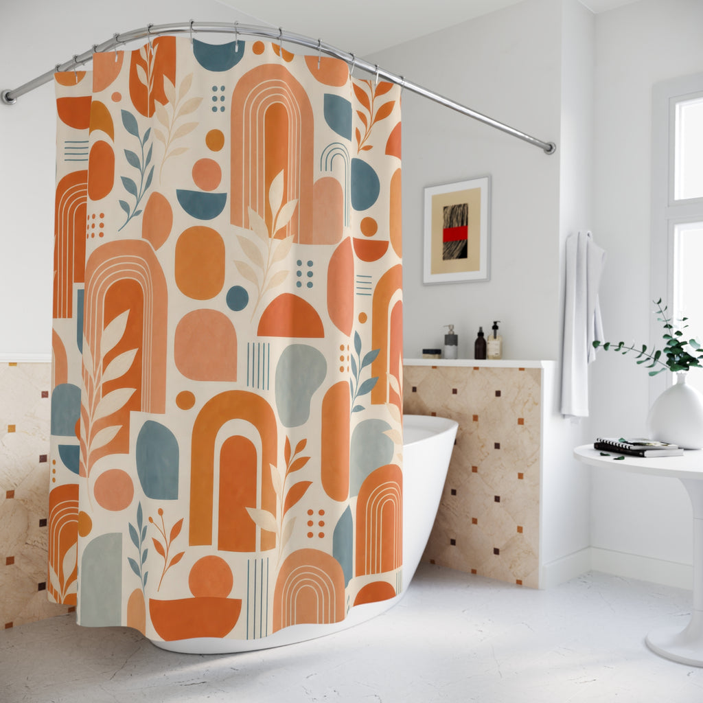 Orange Mid Century Shower Curtain