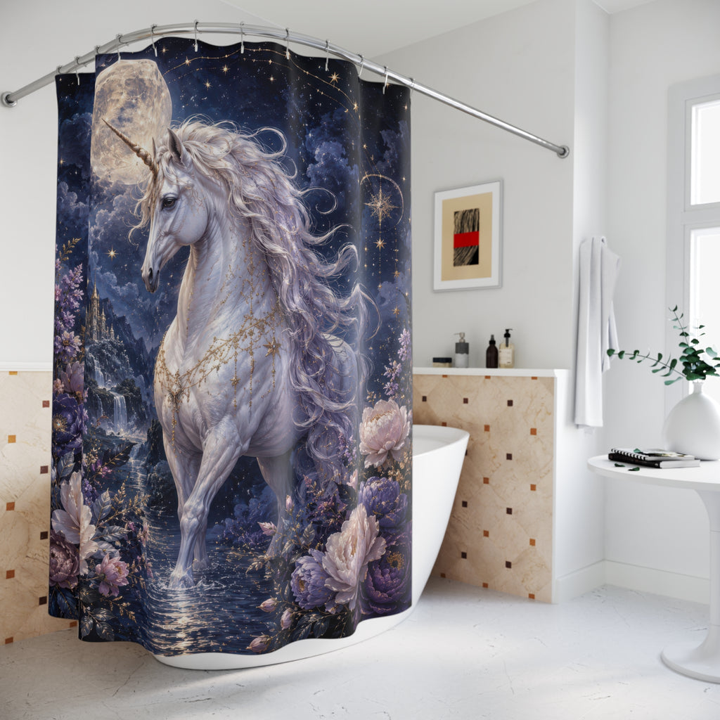 Unicorn Shower Curtain: Fantasy Moonlit