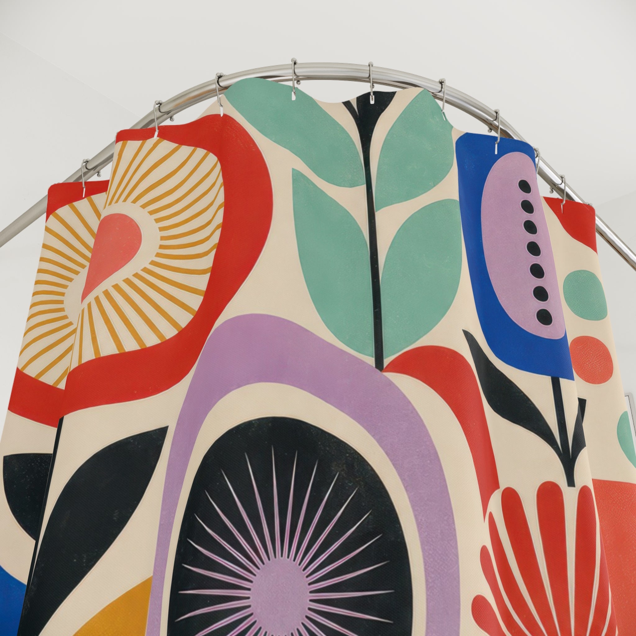 Colorful Folk Floral Shower Curtain