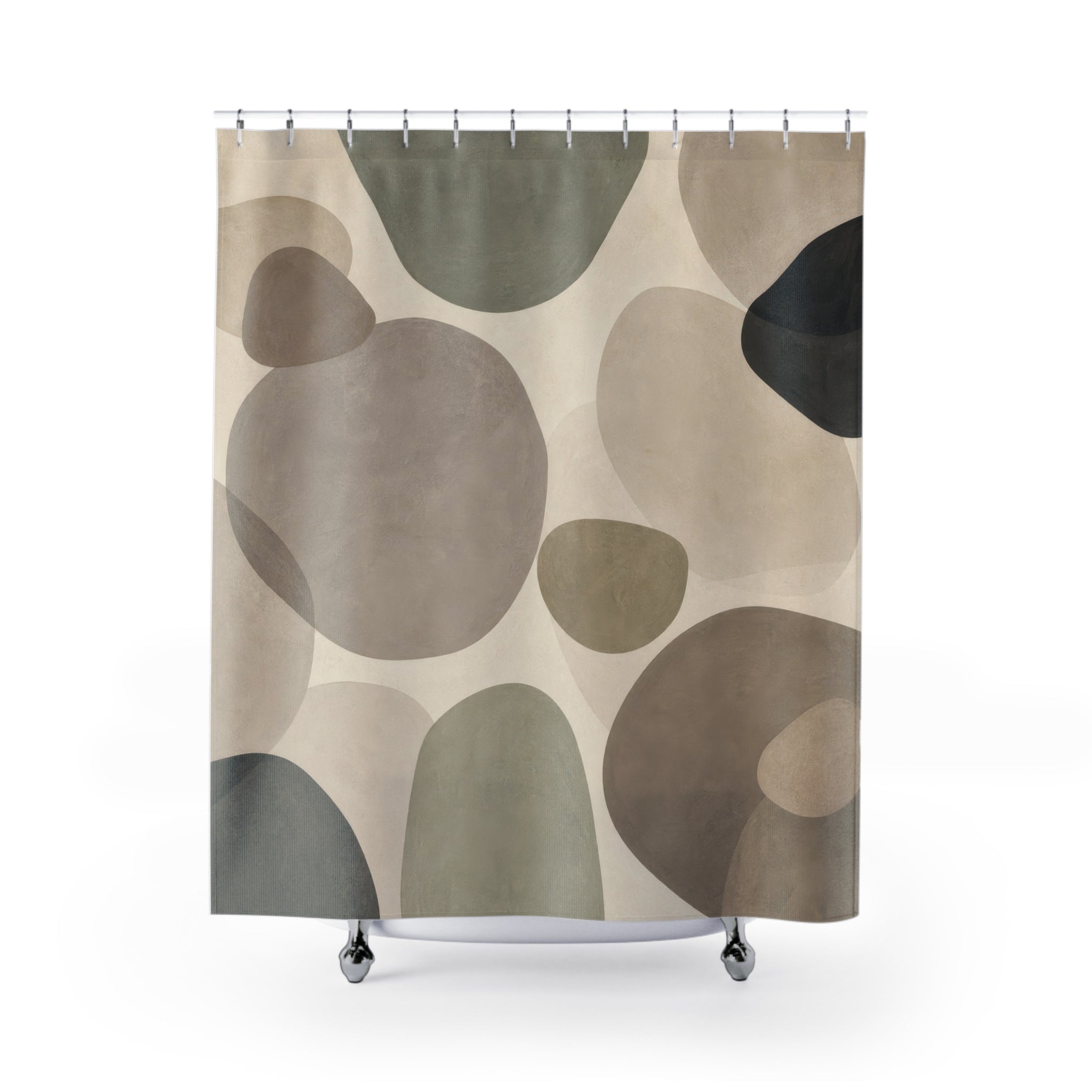 Sage Taupe Pebble Shape Shower Curtain
