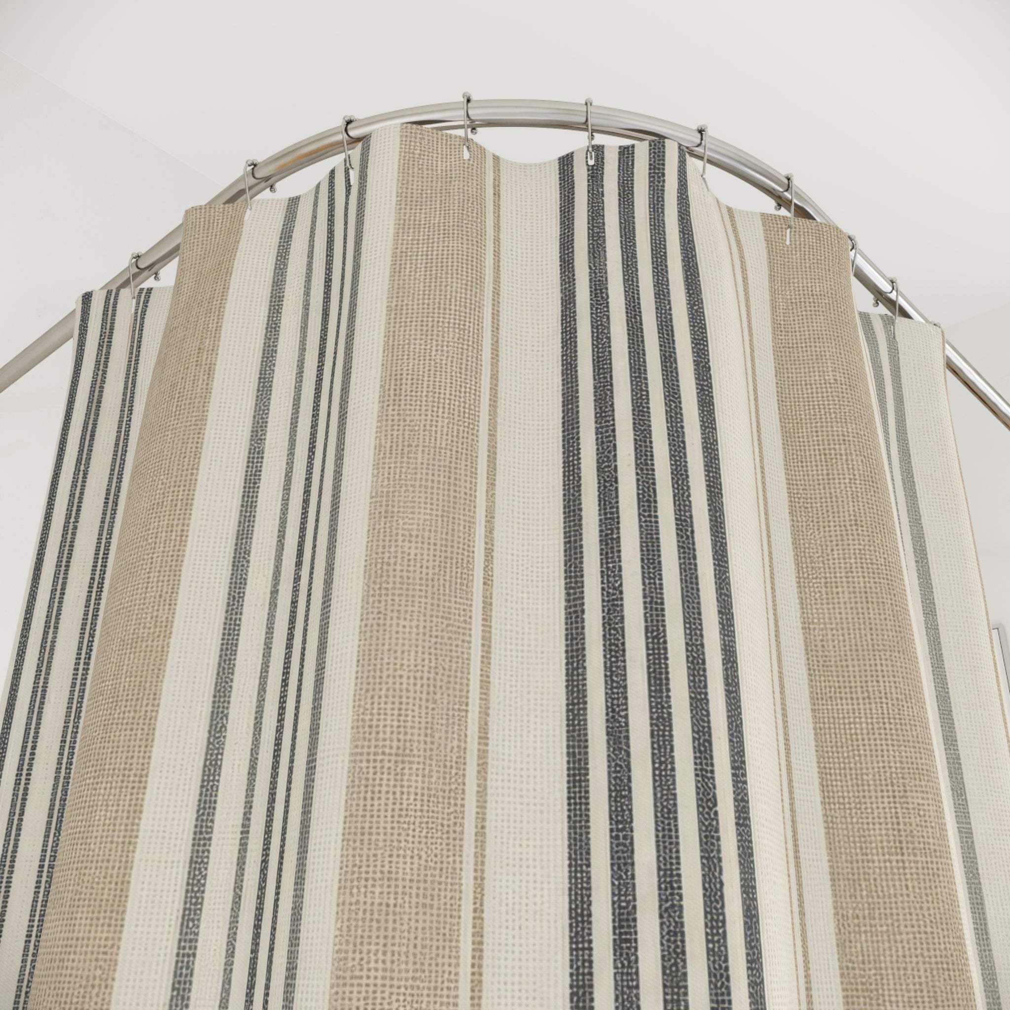 Tan Gray Fine Pinstripe Shower Curtain