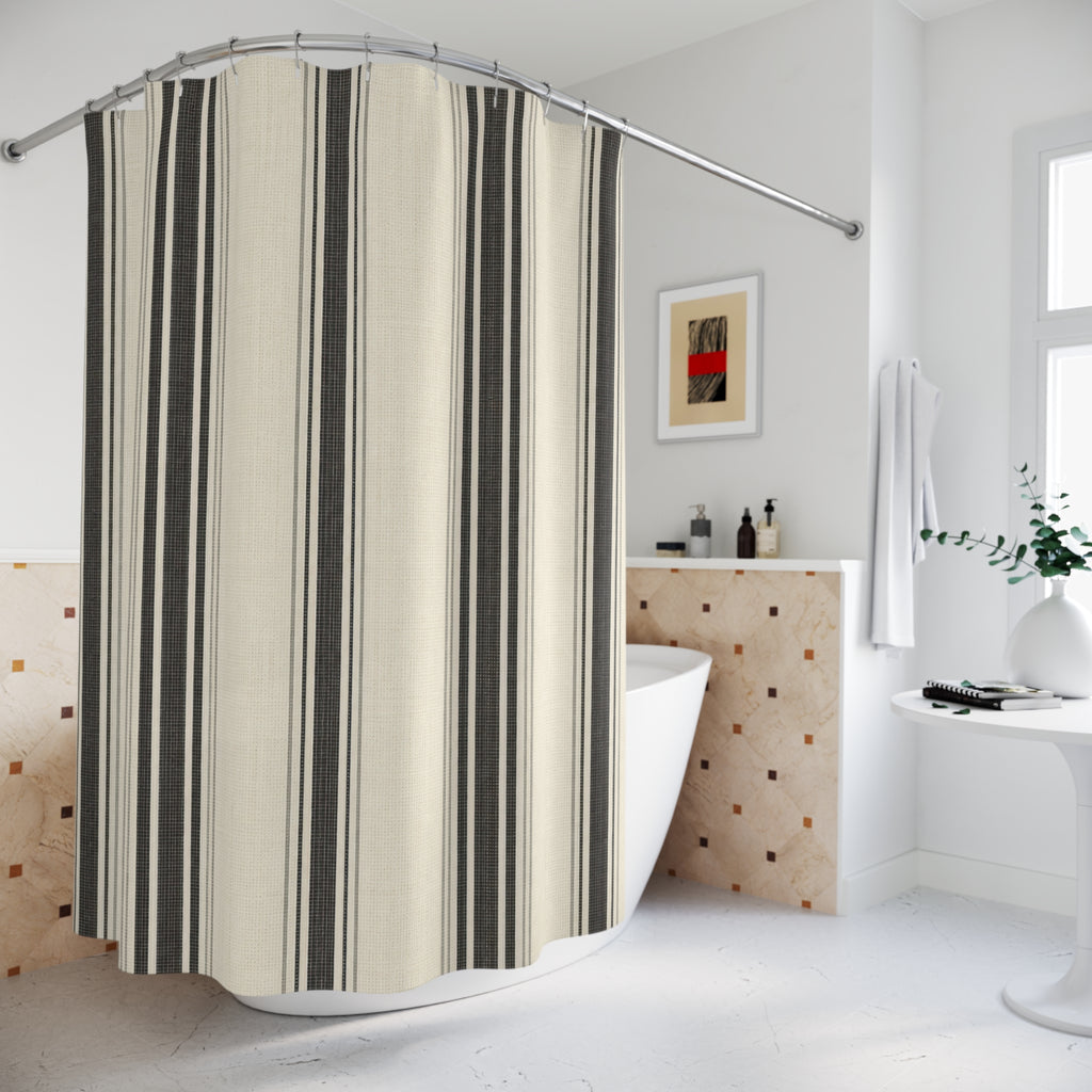 Black Ivory Stripe Shower Curtain