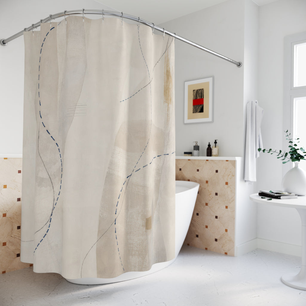 Minimal Abstract White Shower Curtain