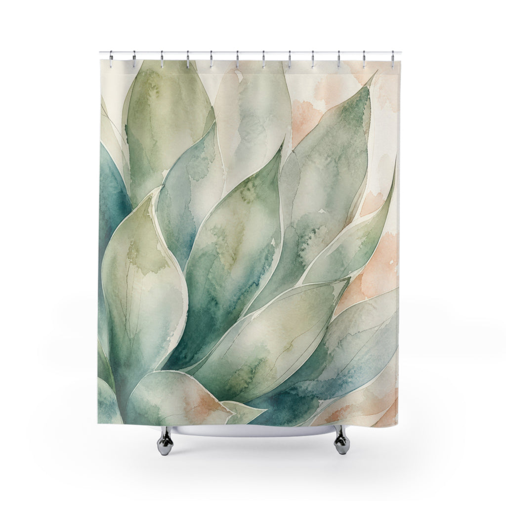 Watercolor Succulent Botanical Shower Curtain