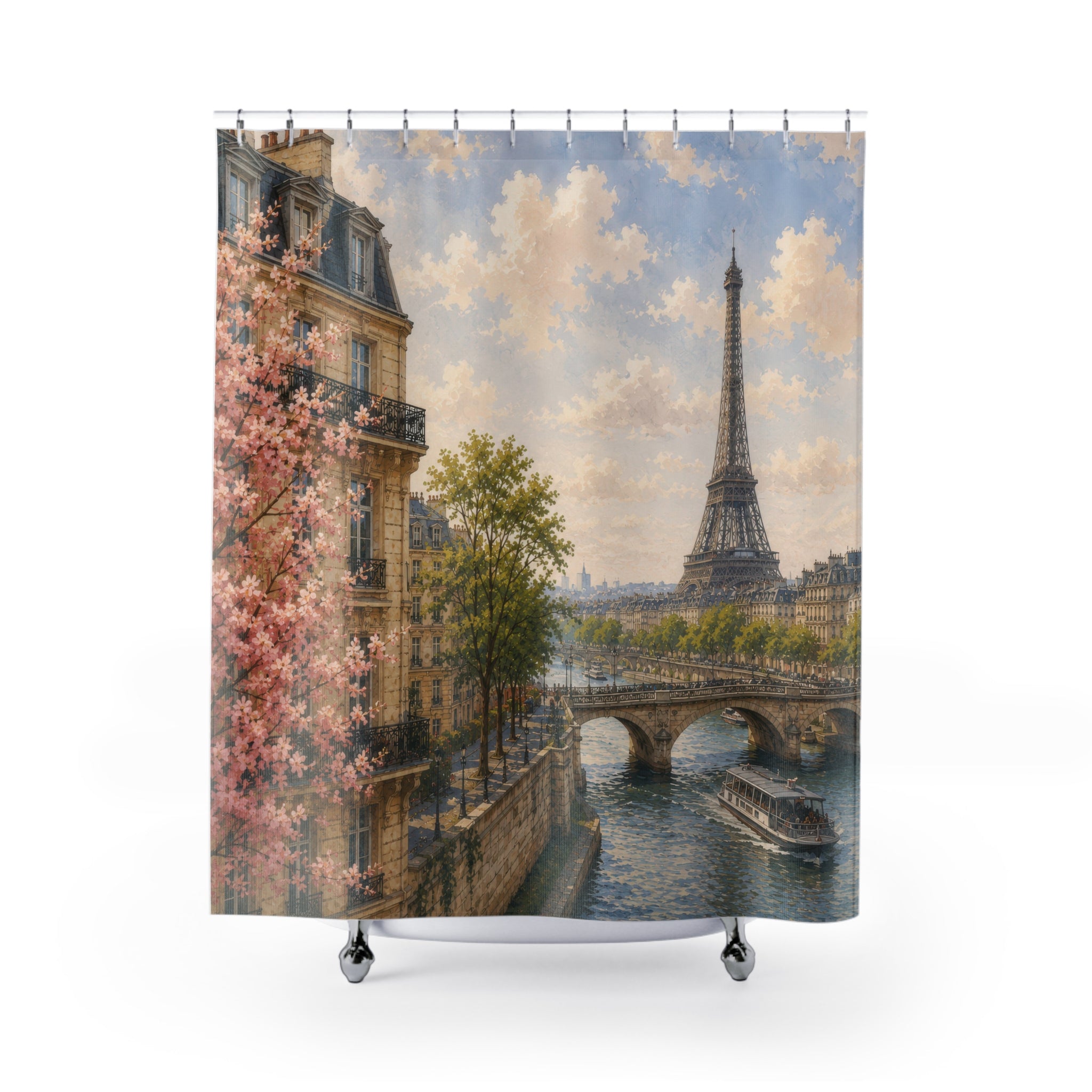 Paris Shower Curtain: Watercolor Eiffel Tower