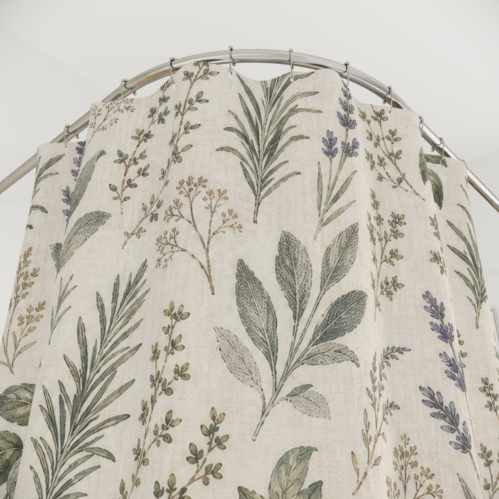 Green Herb Sprig Shower Curtain