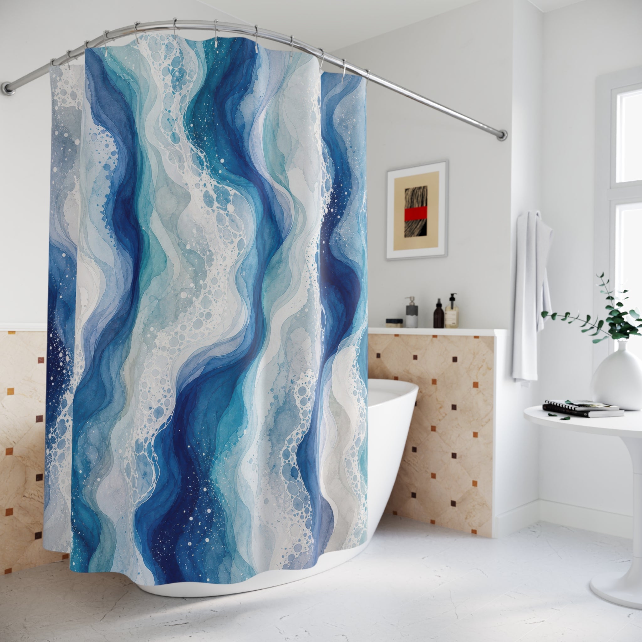 Blue Teal Ocean Shower Curtain
