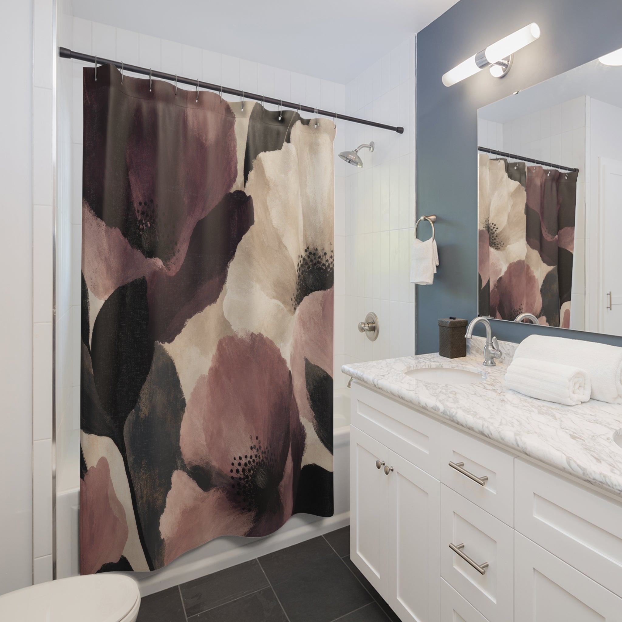 Mauve Floral Shower Curtain