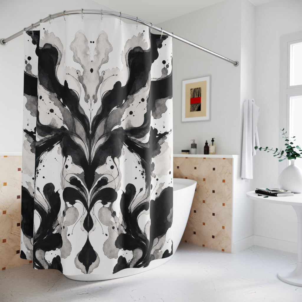Black White Mirrored Abstract Shower Curtain
