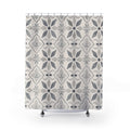 Grey White Tile Flower Shower Curtain