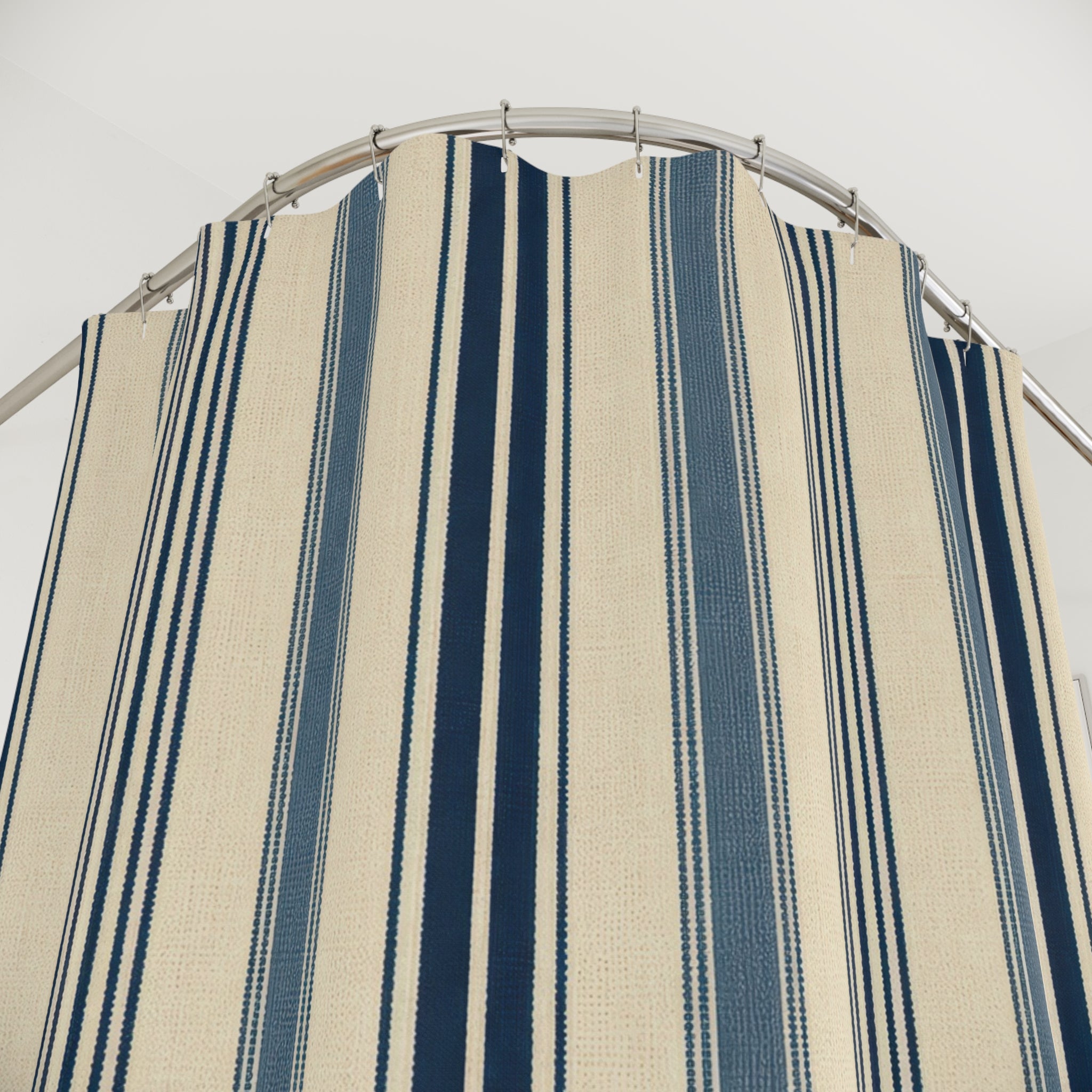 Navy Hotel Stripe Shower Curtain