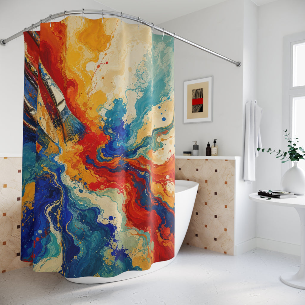 Pigment Rivers Artistic Shower Curtain