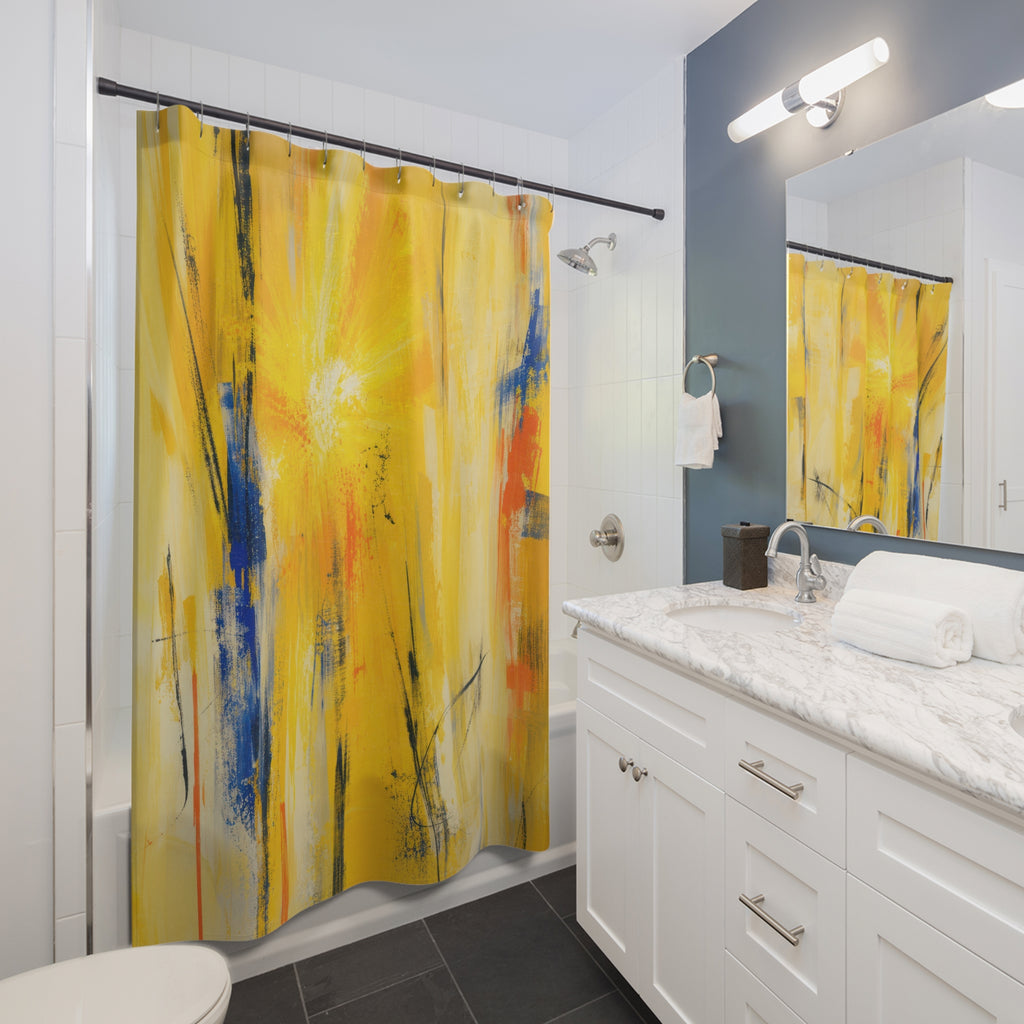 Cadmium Yellow Abstract Shower Curtain