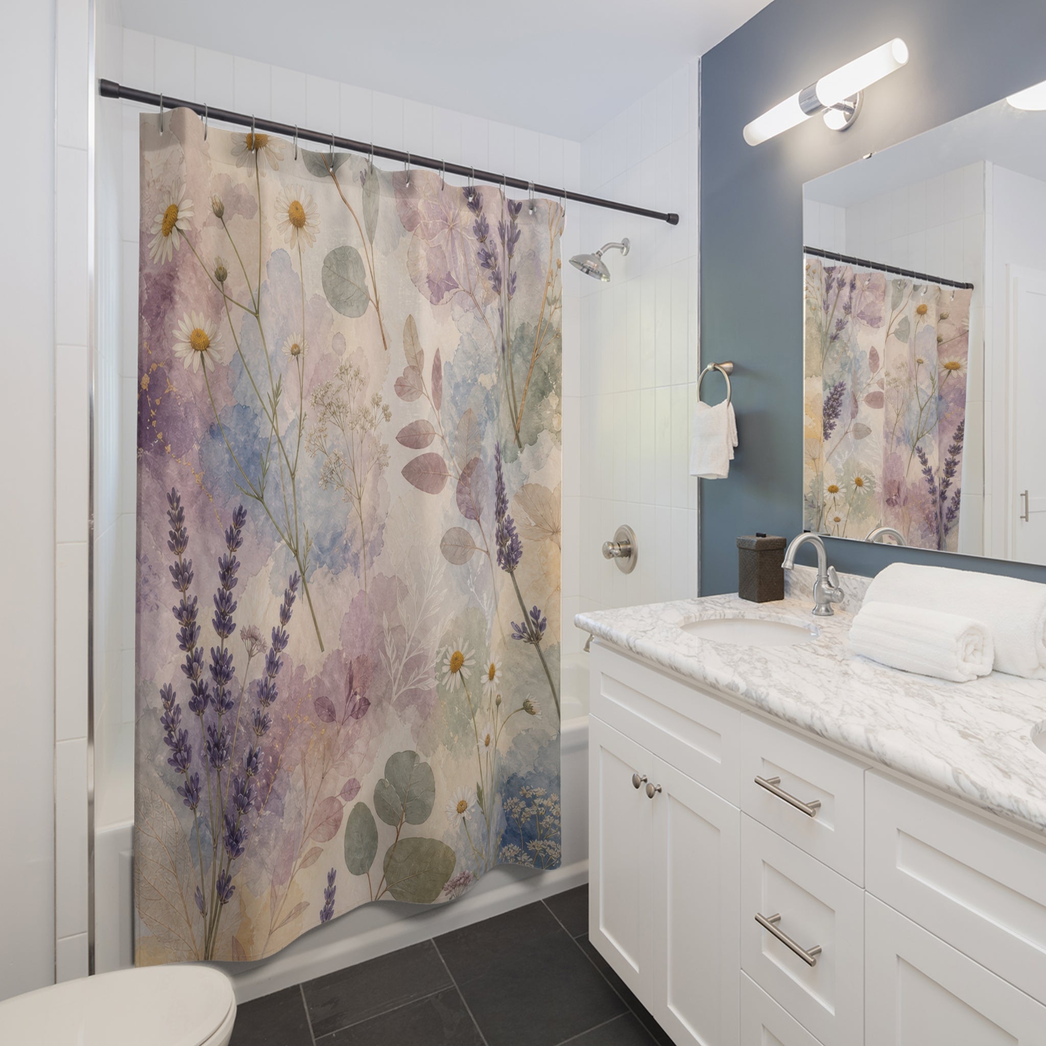 Lavender Cloud Herbarium Shower Curtain