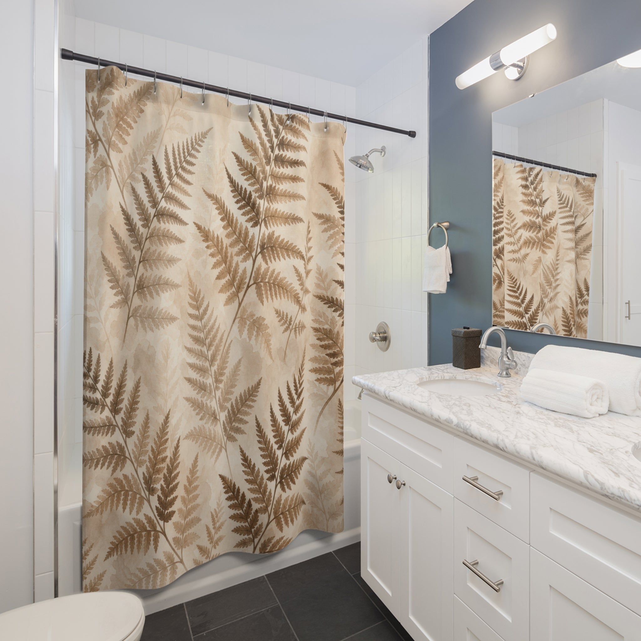 Sepia Botanical Leaf Shower Curtain