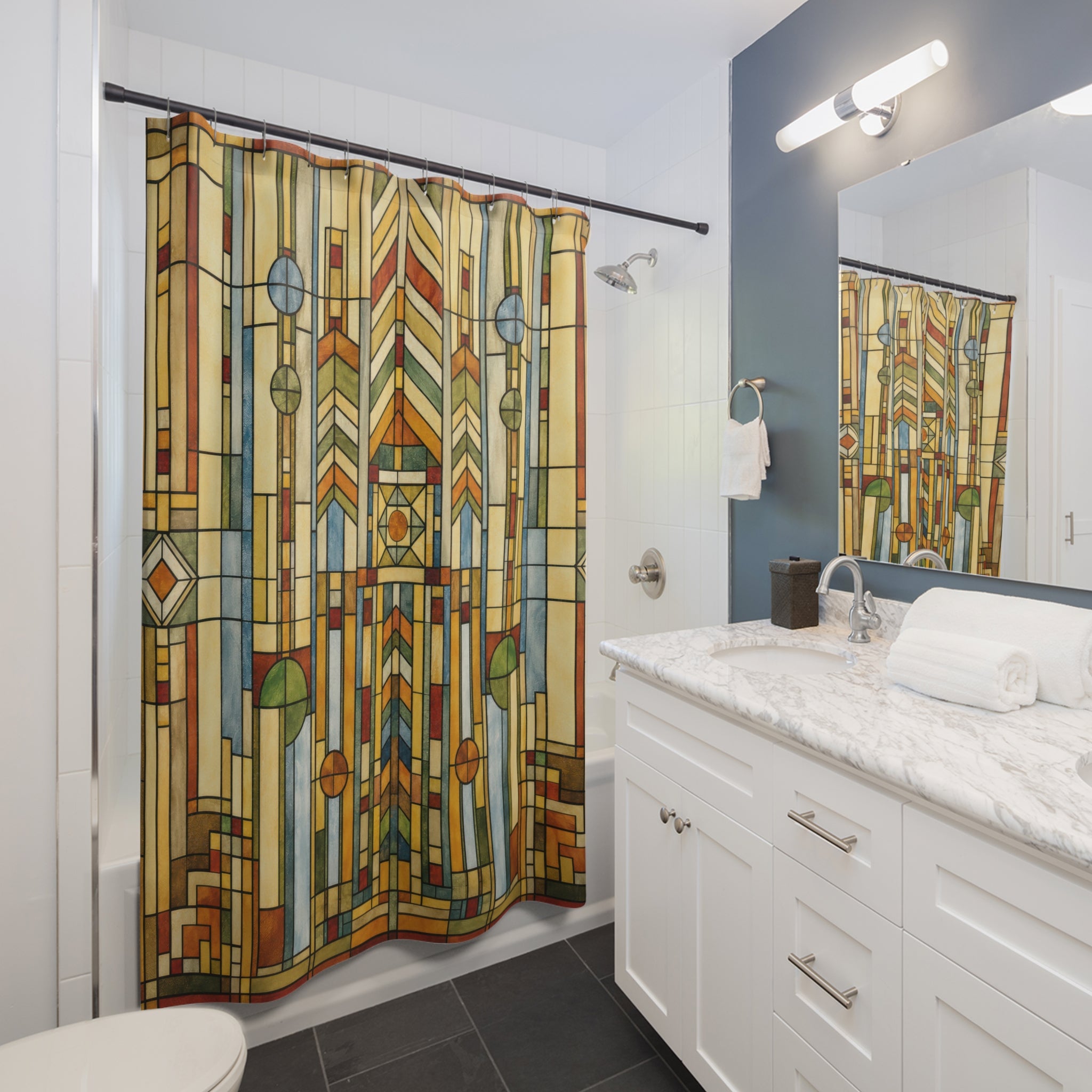 Frank Lloyd Wright Stained Glass Shower Curtain