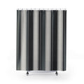 Black Grey Awning Shower Curtain, Black Charcoal Classic Bathroom Decor, Awning Stripe Bath Curtain, Guest Bath Decor, Small Bathroom Decor