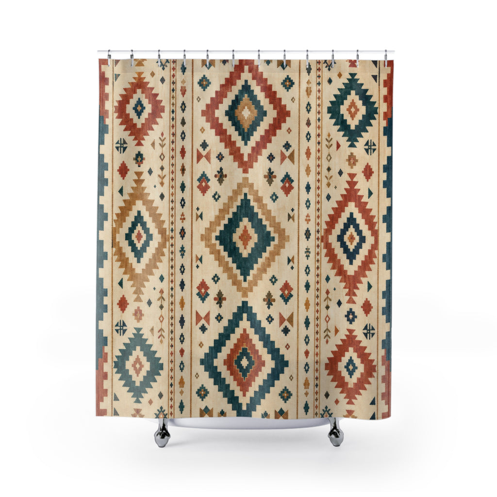 Southwestern Boho Geometric Shower Curtain