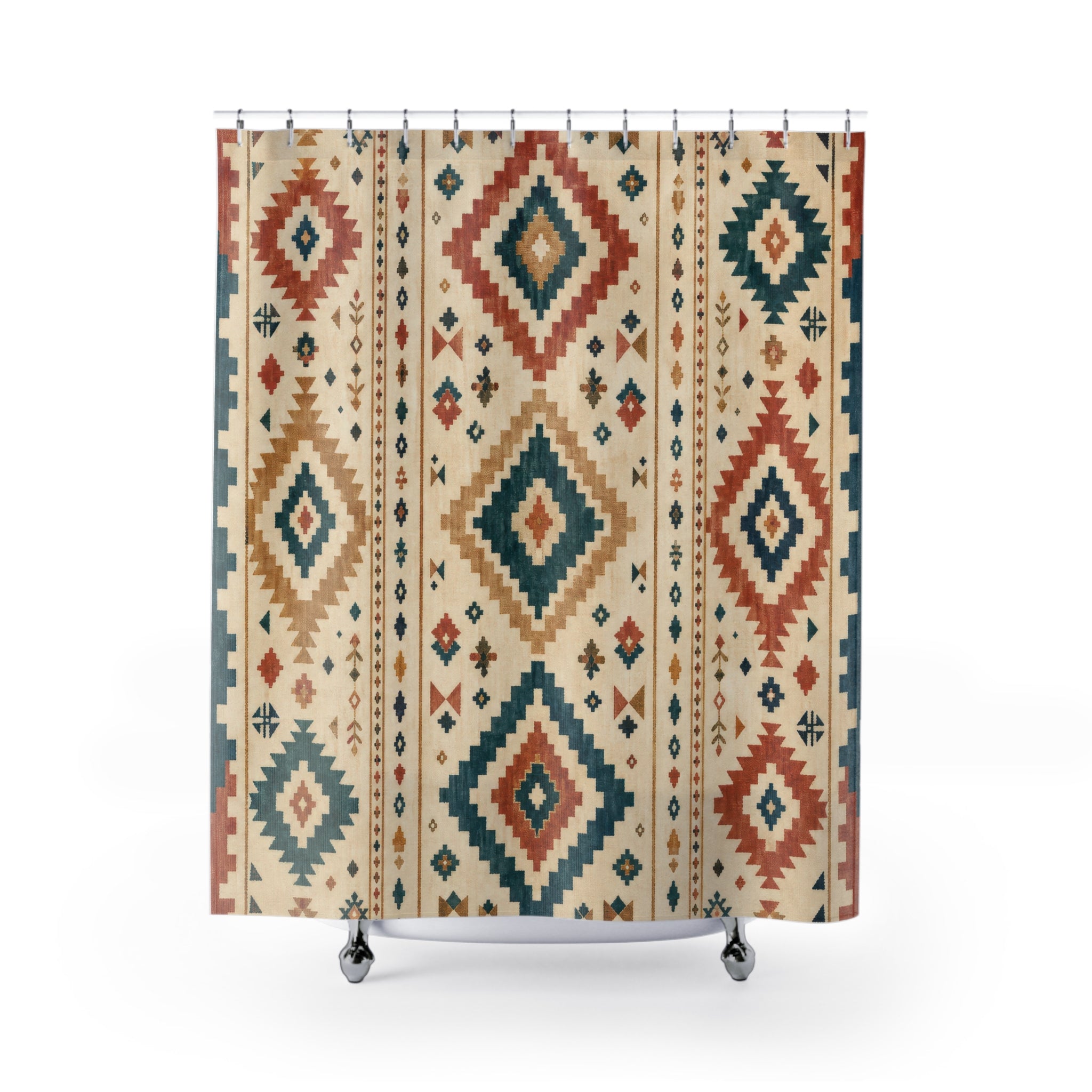 Southwestern Boho Geometric Shower Curtain