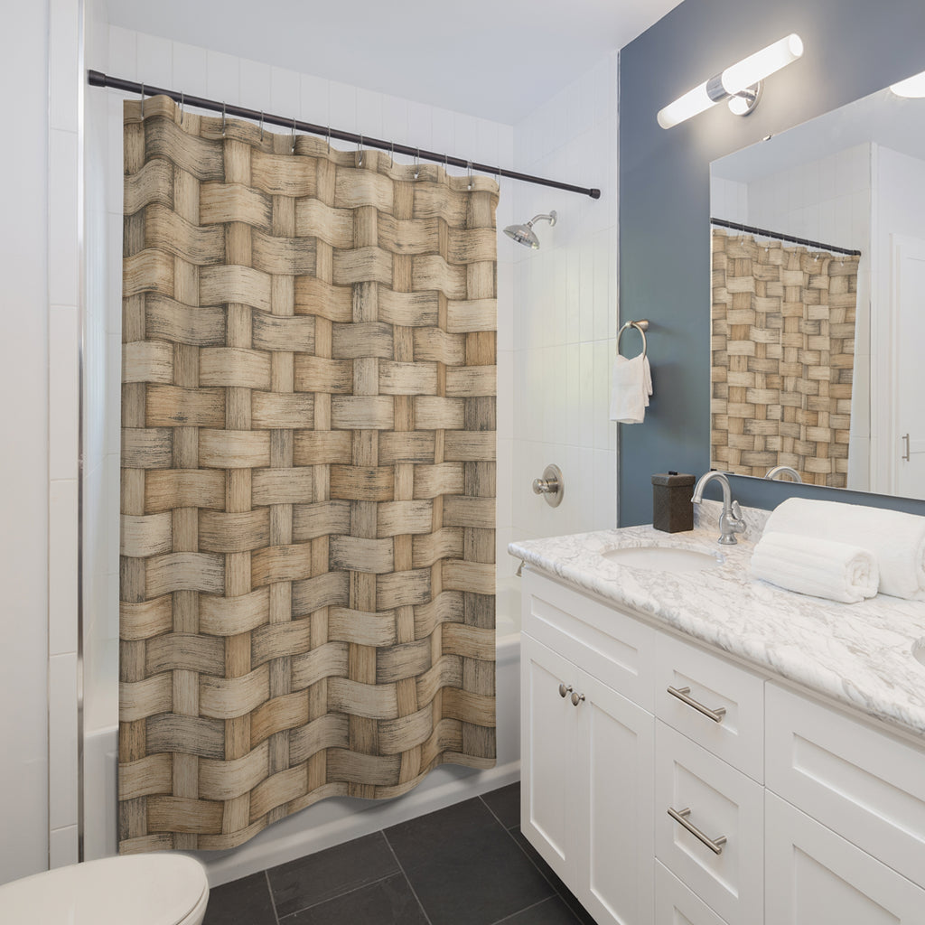 Neutral Basket Weave Shower Curtain