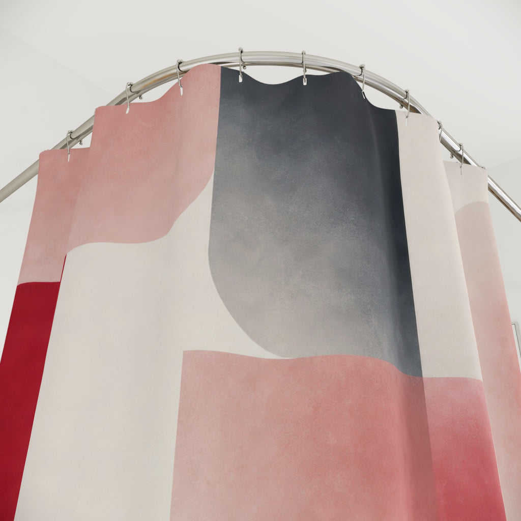 Red Pink Gray Modern Geometric Shower Curtain