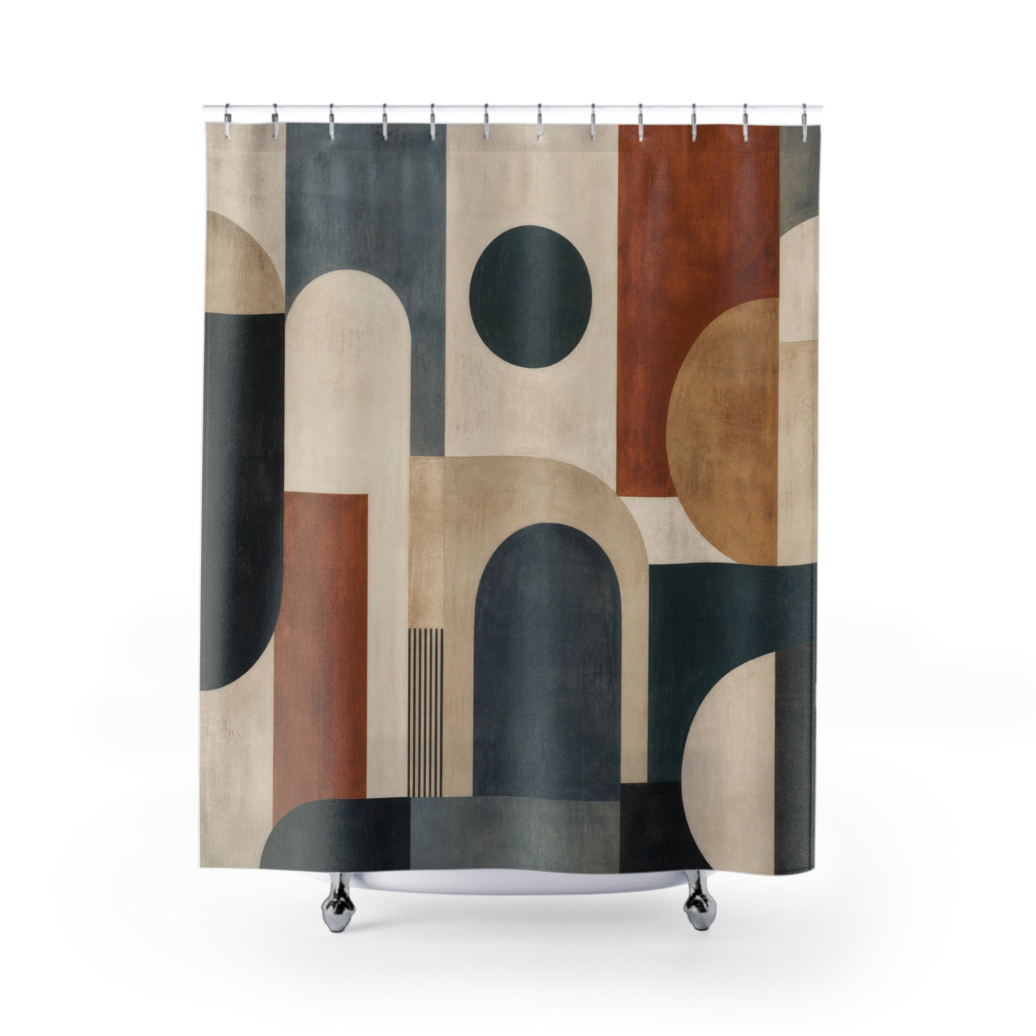 Blue Rust Geometric Arch Shower Curtain