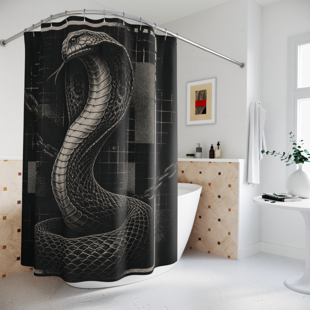 Alternative Black and Grey Cobra Shower Curtain