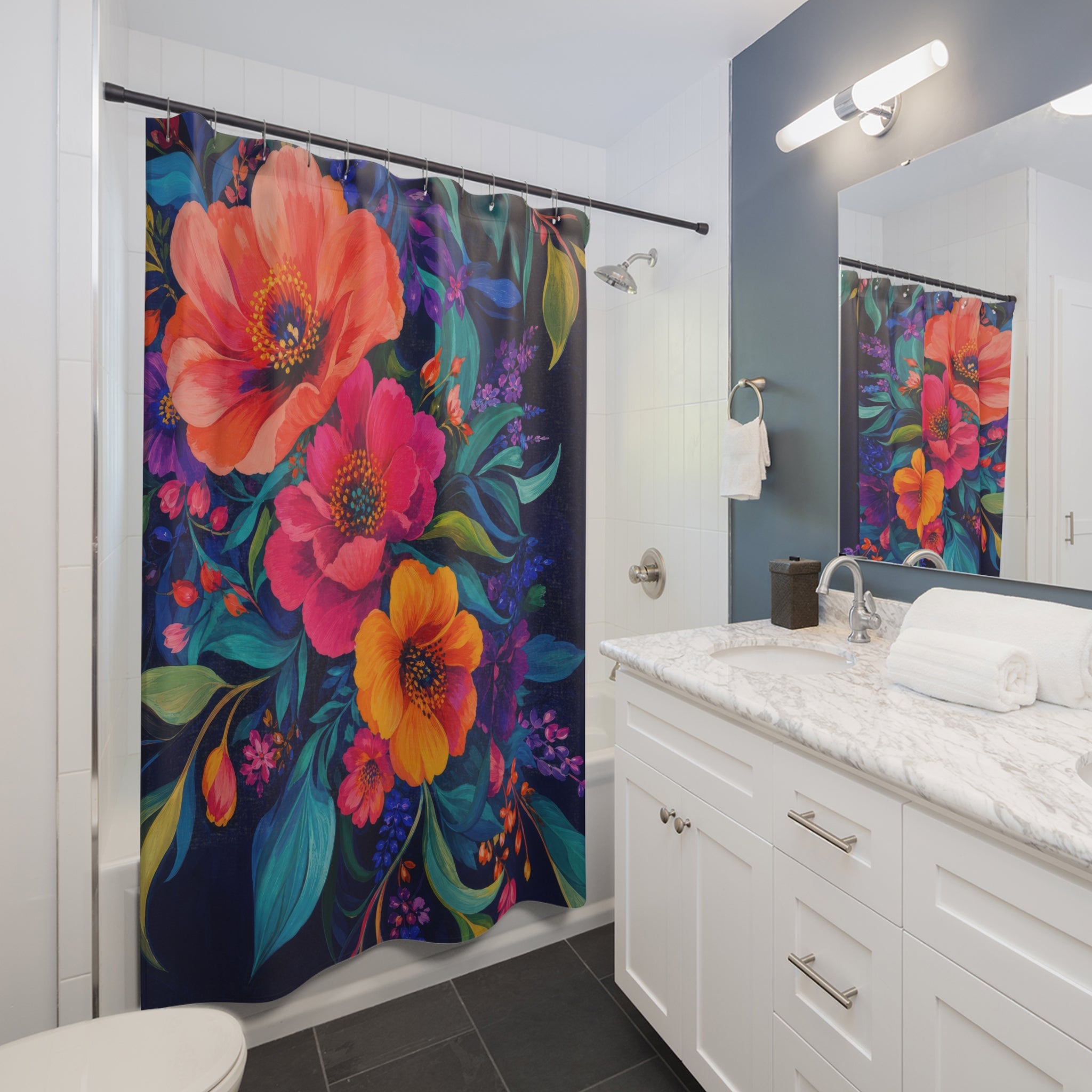 Jewel Tone Botanical Cascade Shower Curtain