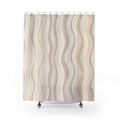 Beige Gray Wavy Stripe Shower Curtain