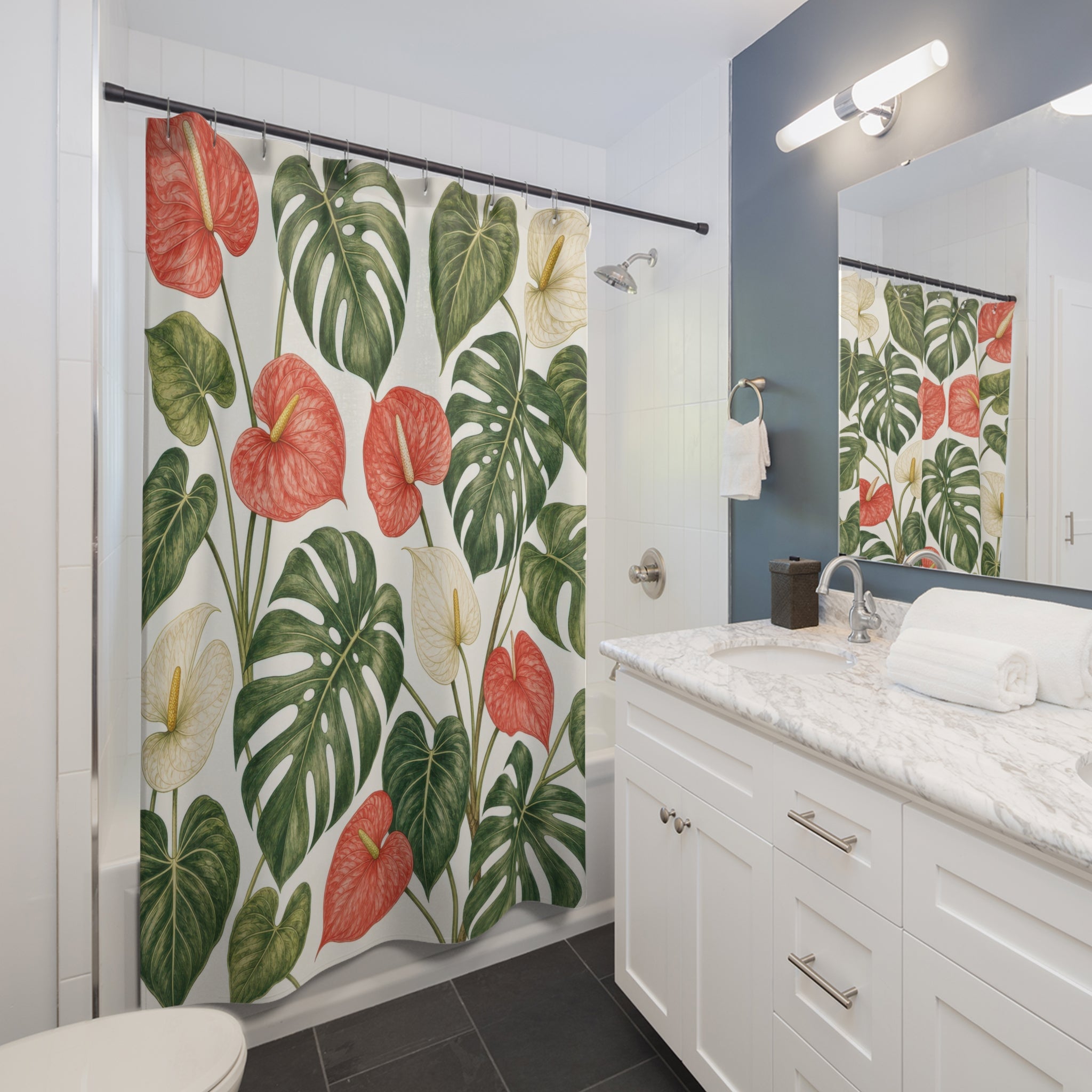Monstera Leaf Tropical Botanical Shower Curtain
