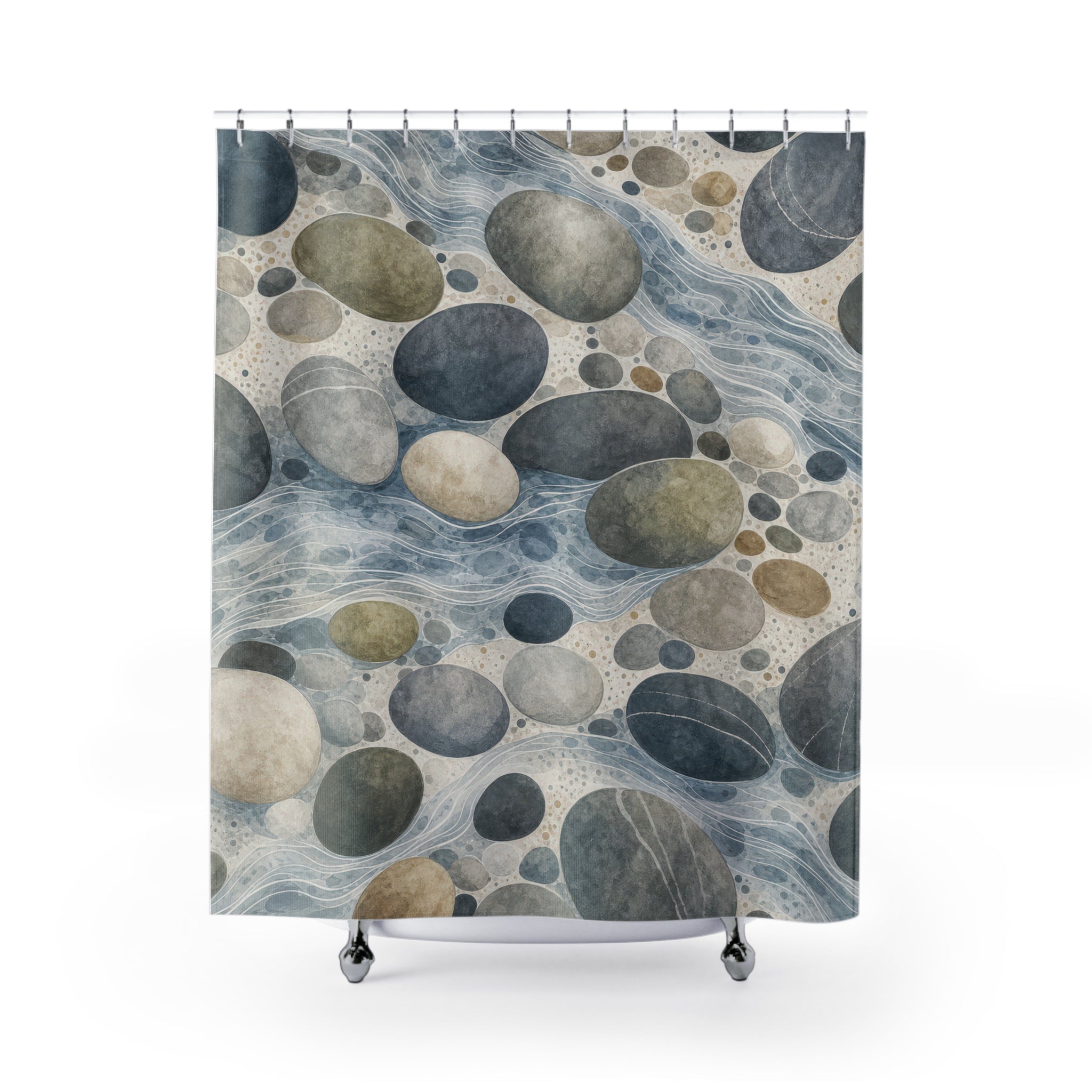 River Stone Watercolor Shower Curtain