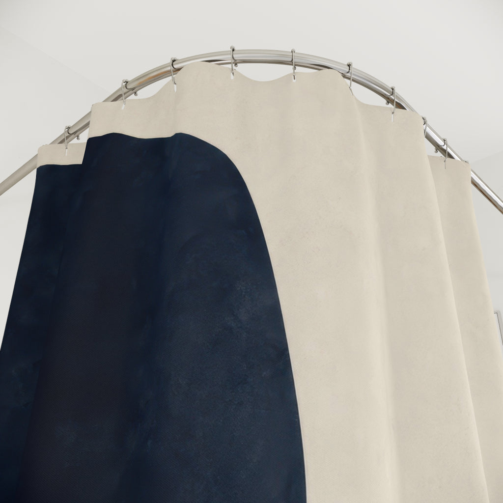 Beige Gray Modern Navy Abstract Blue Cream Gold Shower Curtain