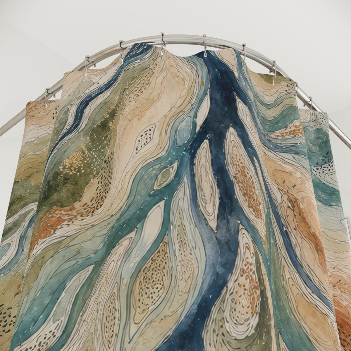 River Delta Topography Shower Curtain
