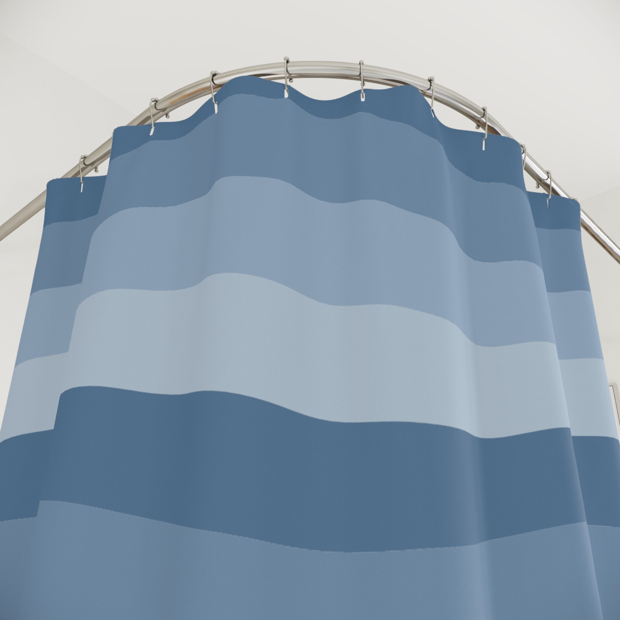 Dusty Blue Shower Curtain: Wavy Stripe