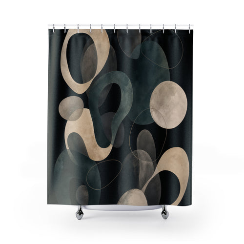 Abstract Circle decorative shower curtain with full front view