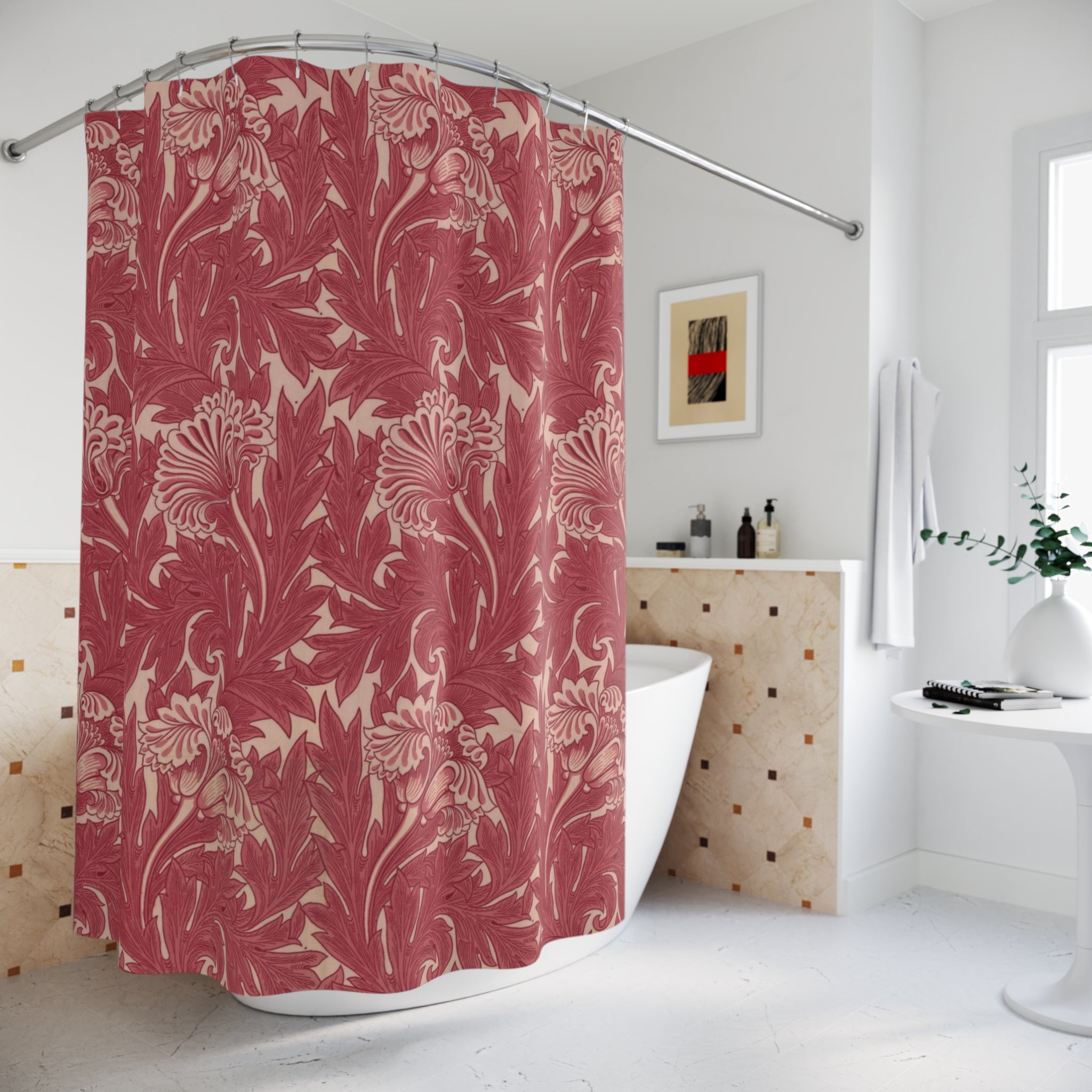 William Morris Tulip Shower Curtain – Red
