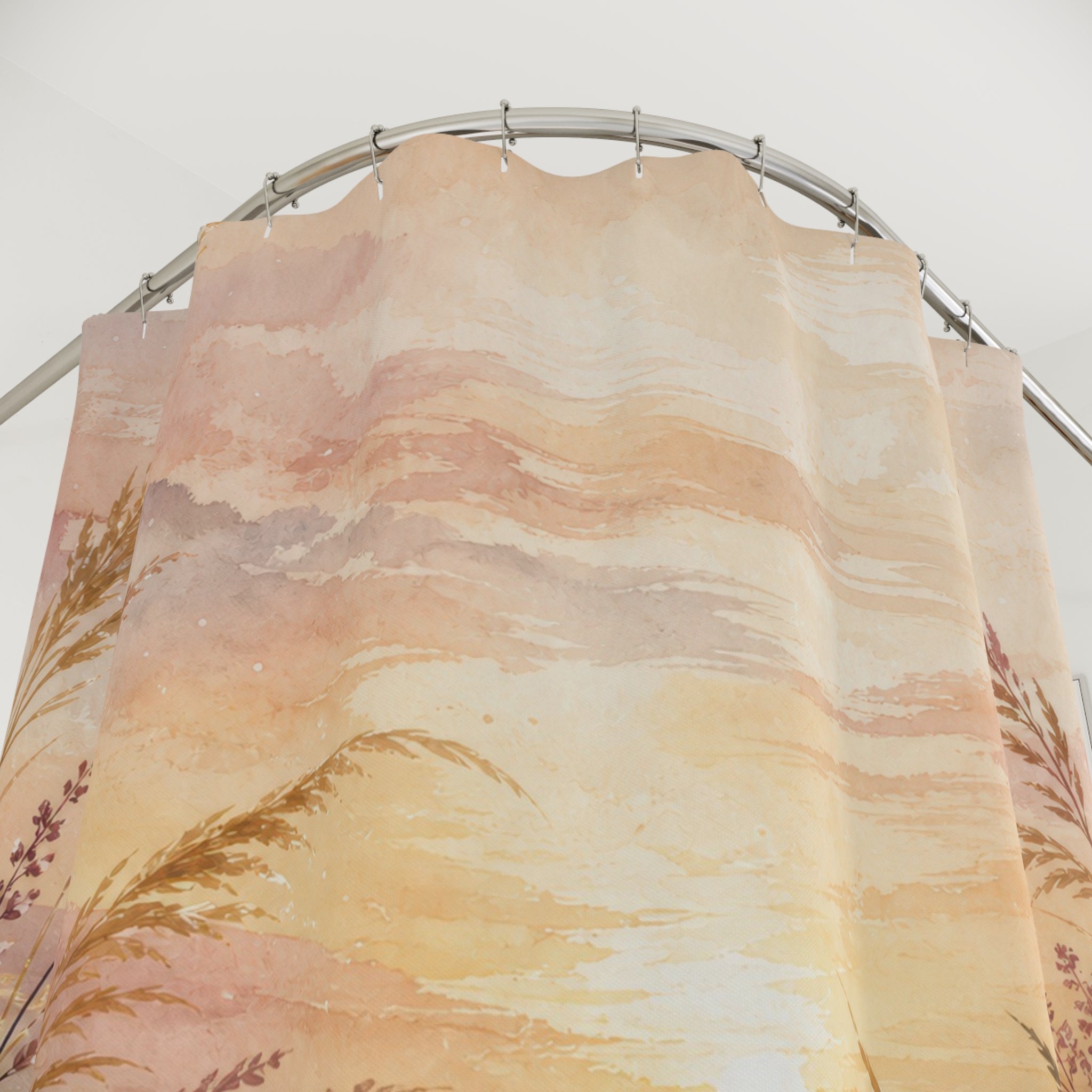 Sunset Meadow Grass Landscape Shower Curtain
