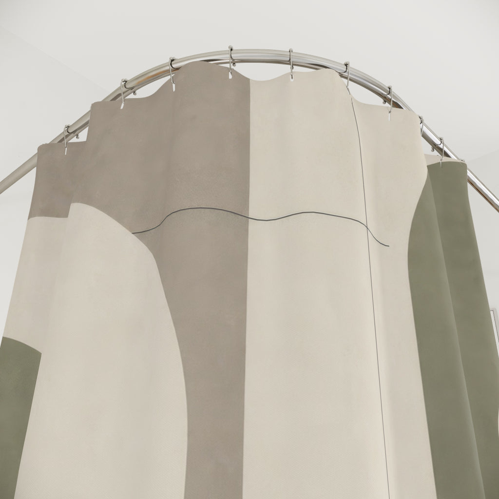 Beige Gray Modern Sage Green Shower Curtain